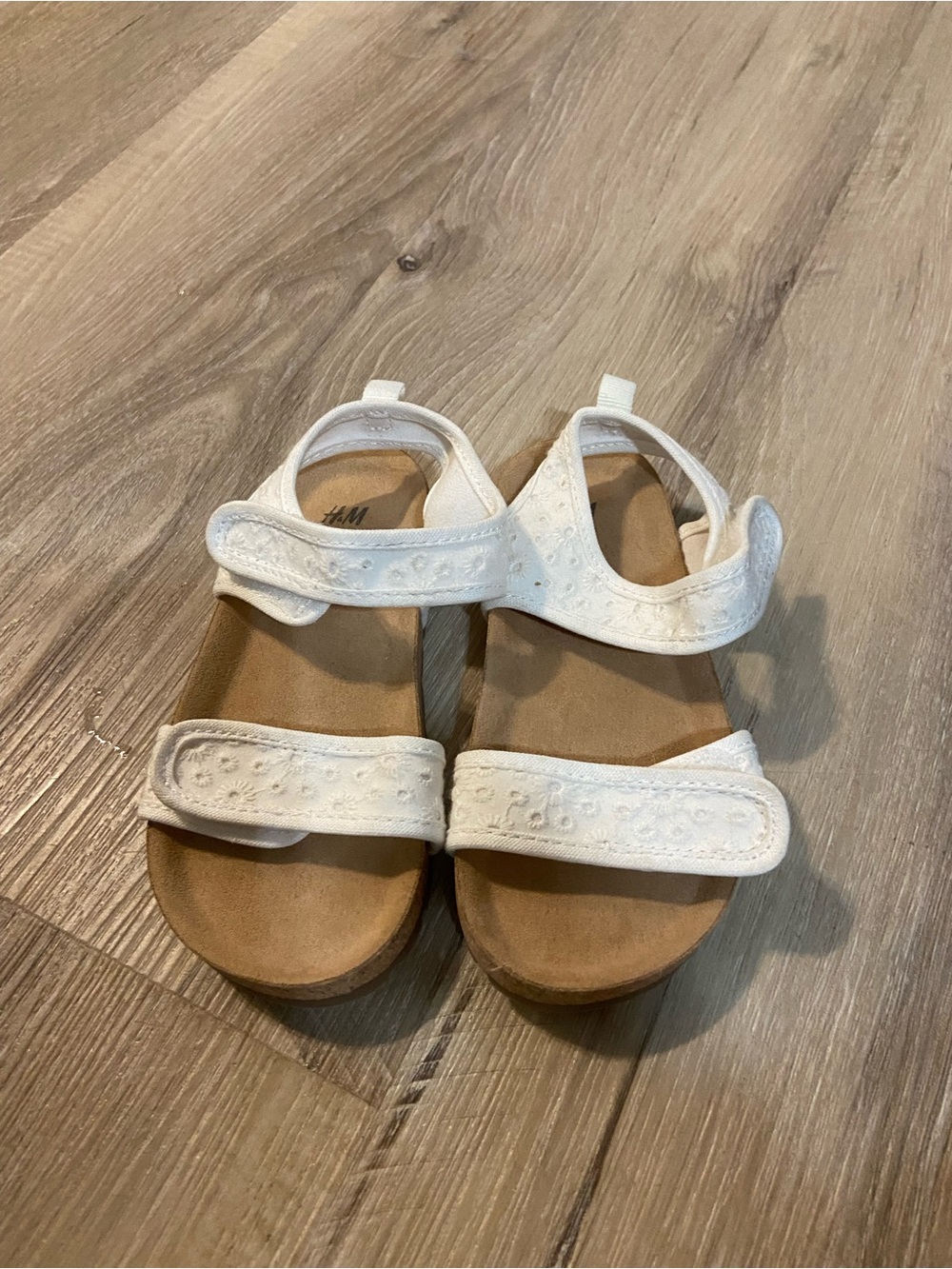 H&M White Girls' Embroidered Velcro Sandals